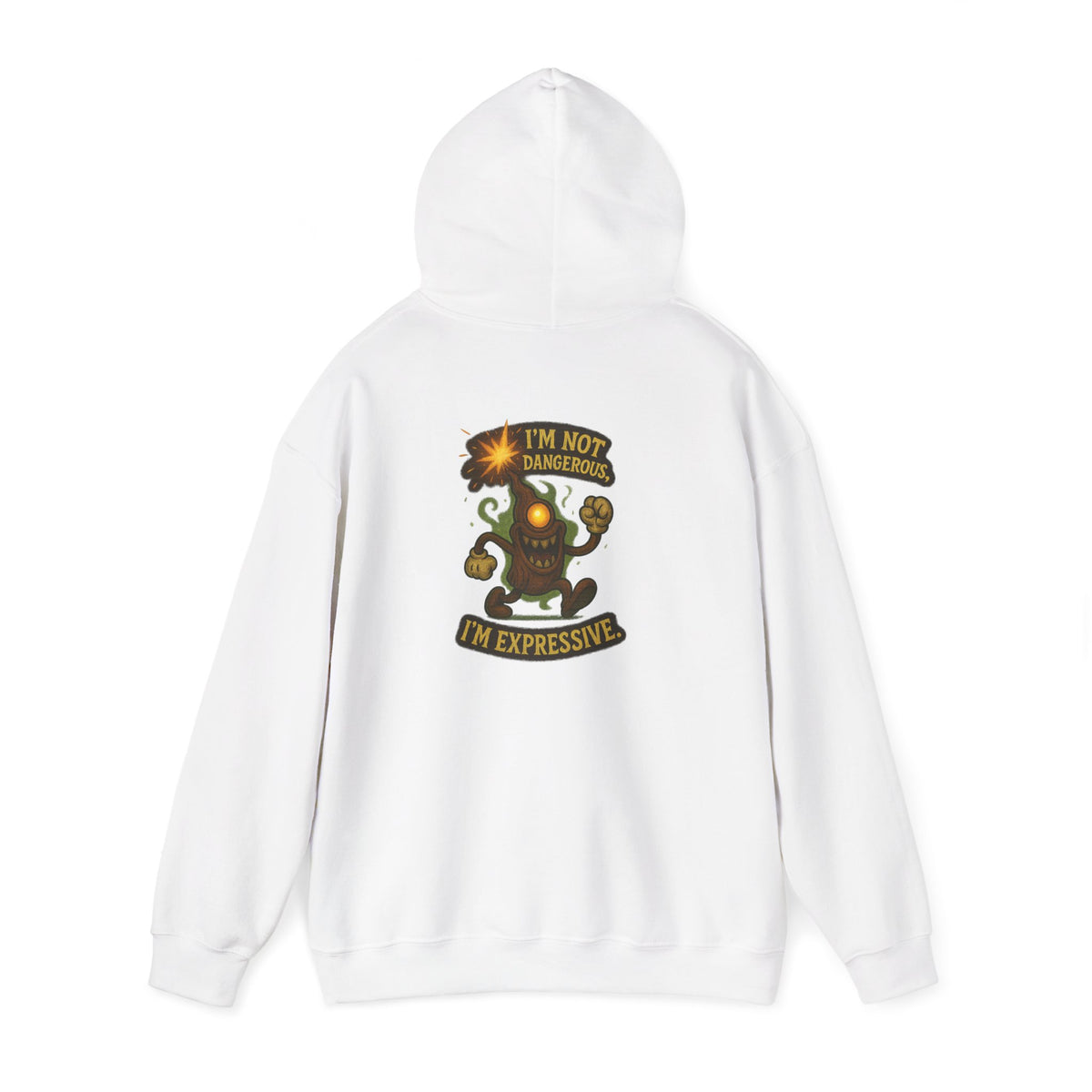 Expressive Pumpkin Character Hoodie — "Not Dangerous, I'm Expressive" Halloween Sweatshirt