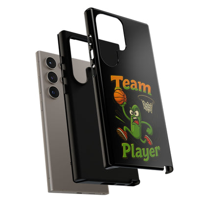 Team Player Basketball Phone Case — Cute Cartoon Pickle Dunk Phone Cover