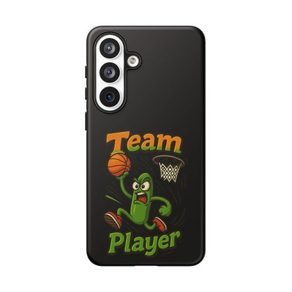Team Player Basketball Phone Case — Cute Cartoon Pickle Dunk Phone Cover
