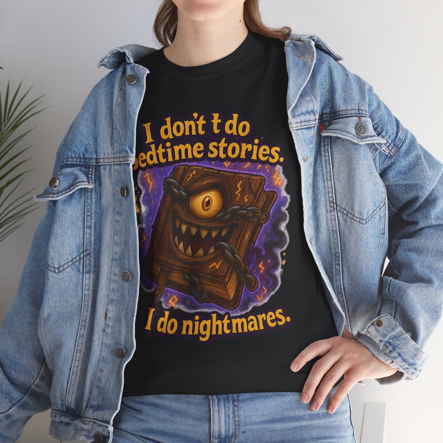 Nightmarish Monster Book tee | I don't do bedtime stories design