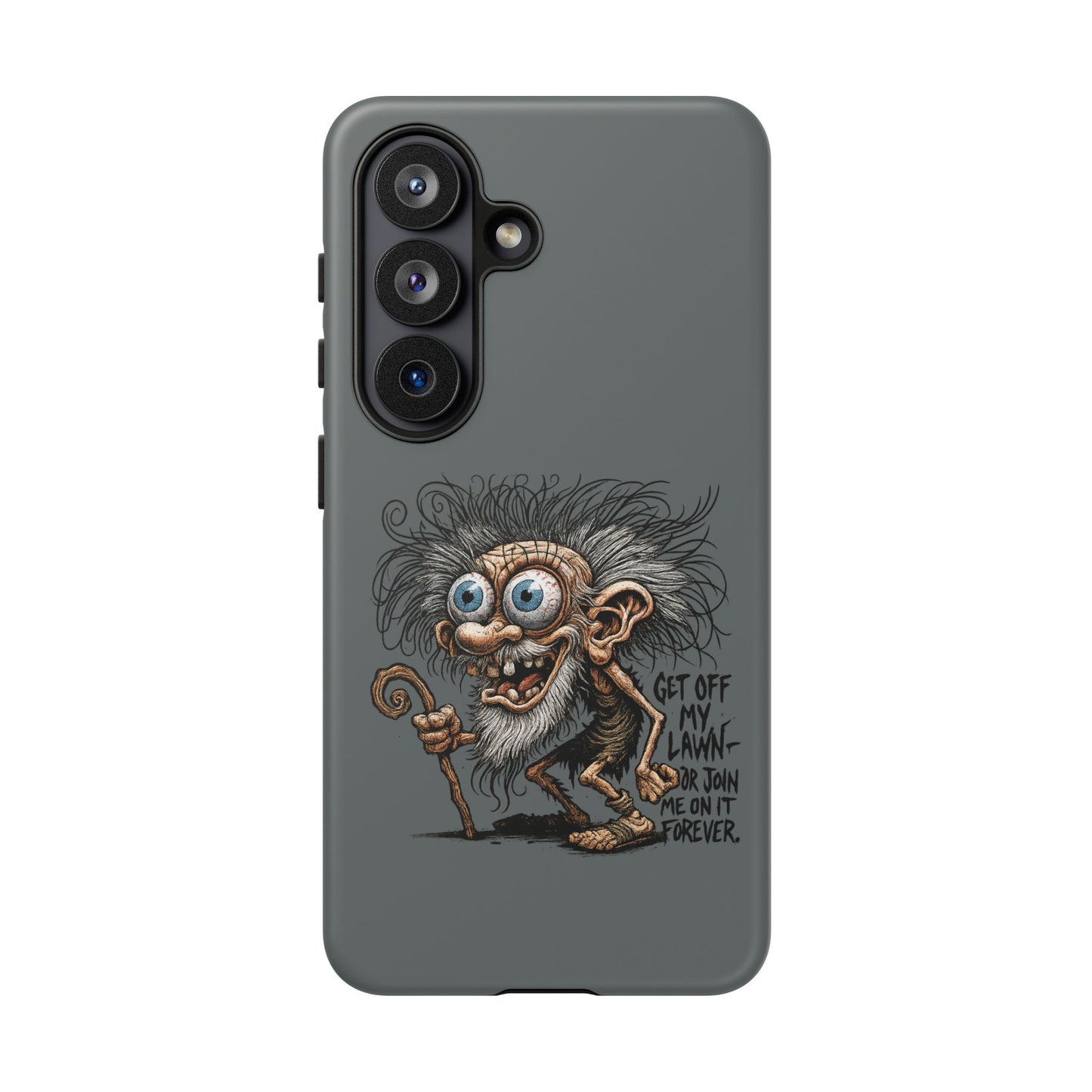 Phone Case — Funny Grumpy Troll Design: “Get Off My Lawn” Protective Cover