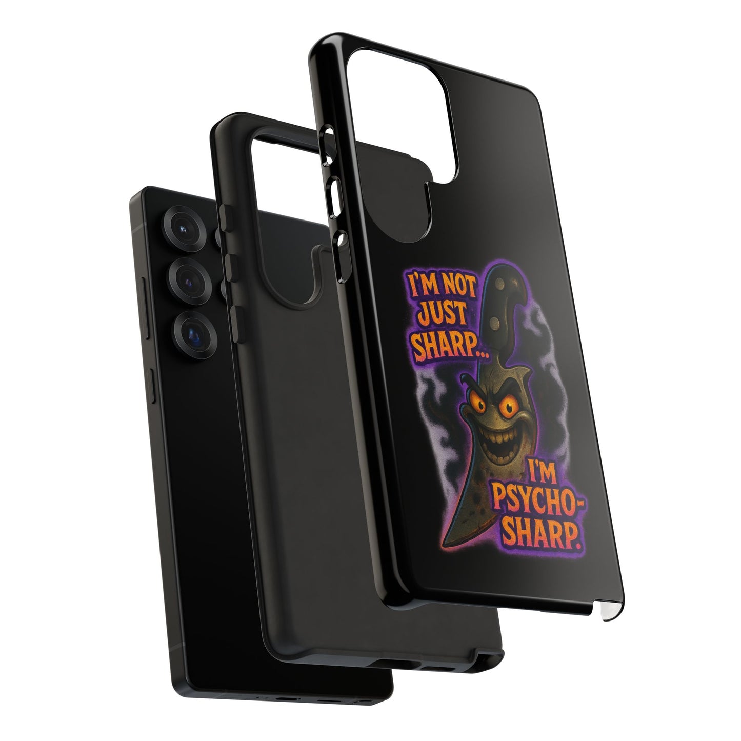 Knife Graphic Phone Case — "I'm Not Just Sharp... I'm Psycho-Sharp" Horror Phone Cover