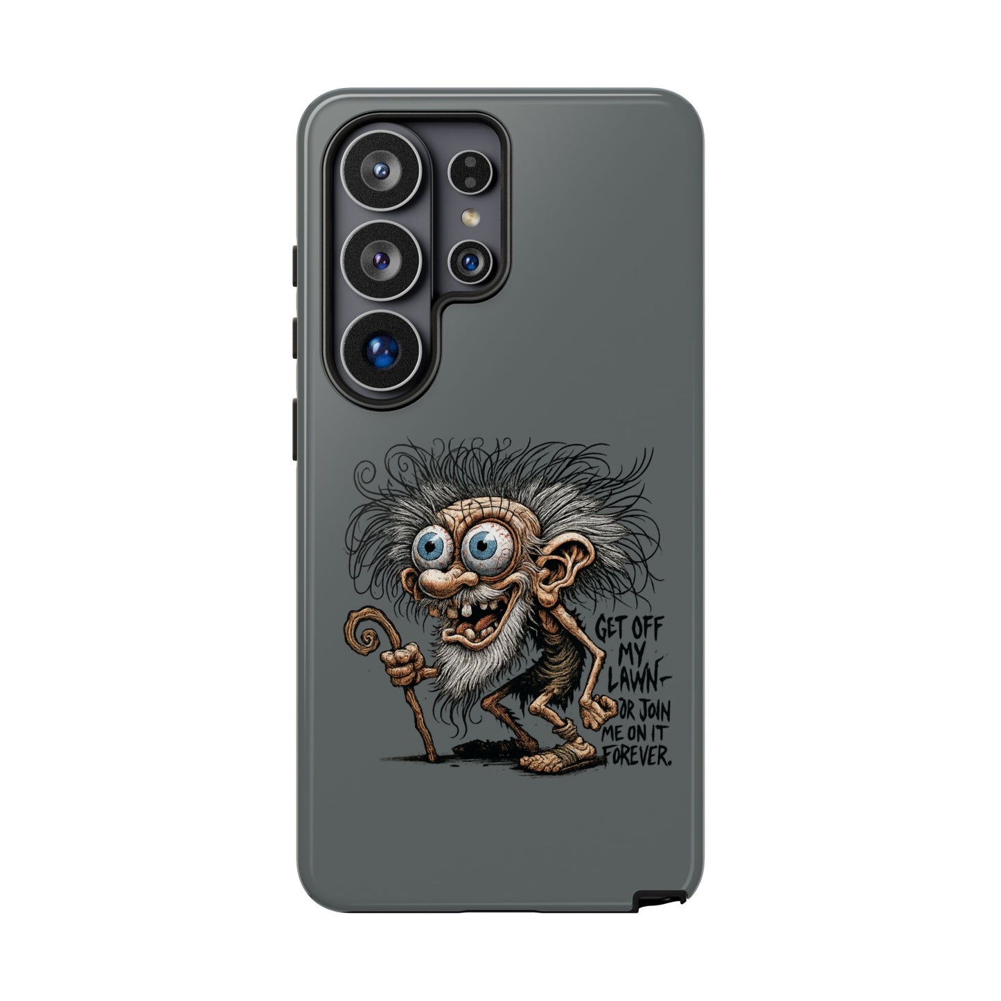 Phone Case — Funny Grumpy Troll Design: “Get Off My Lawn” Protective Cover