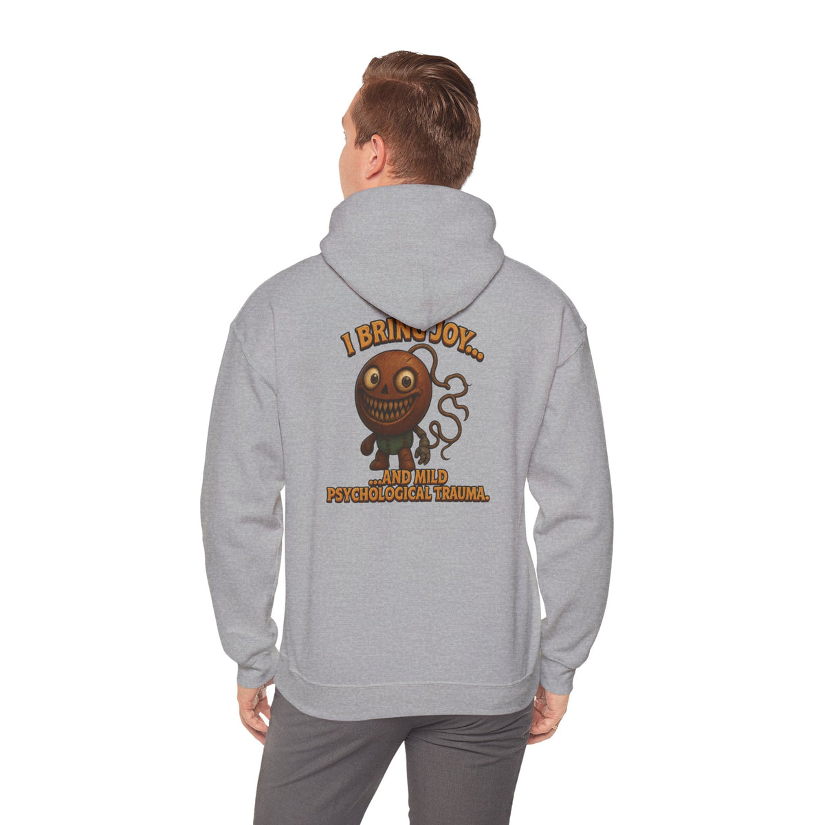 Hoodie — "I Bring Joy" Creepy Candy Character Graphic Pullover