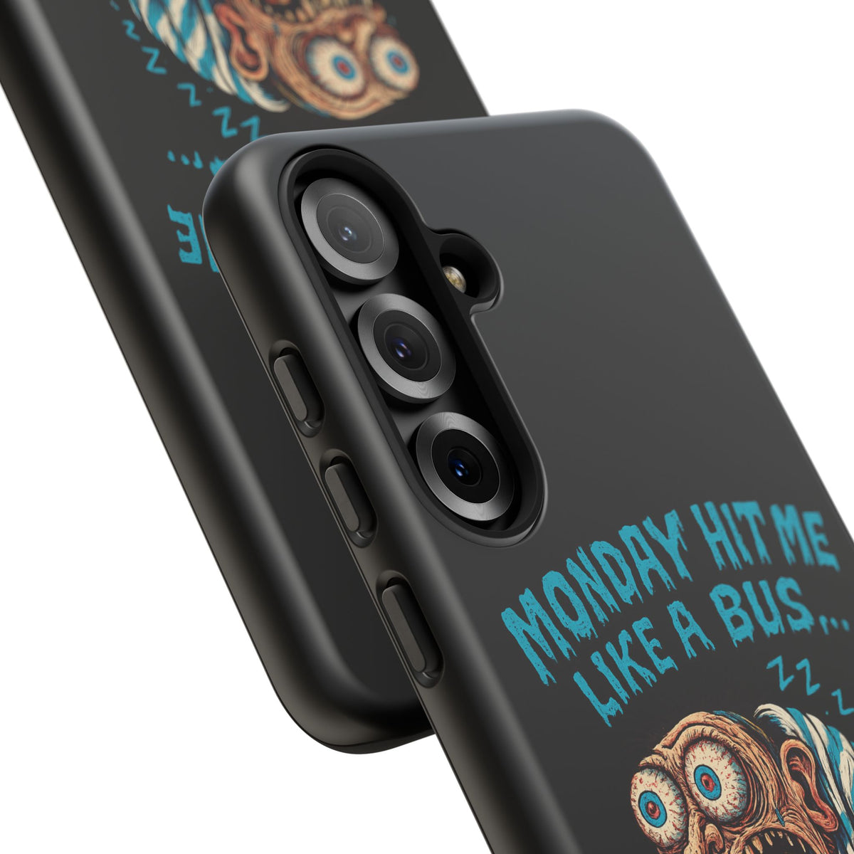 Phone Case — "Monday Hit Me Like a Bus... Then Reversed" Funny Grotesque Zombie Design