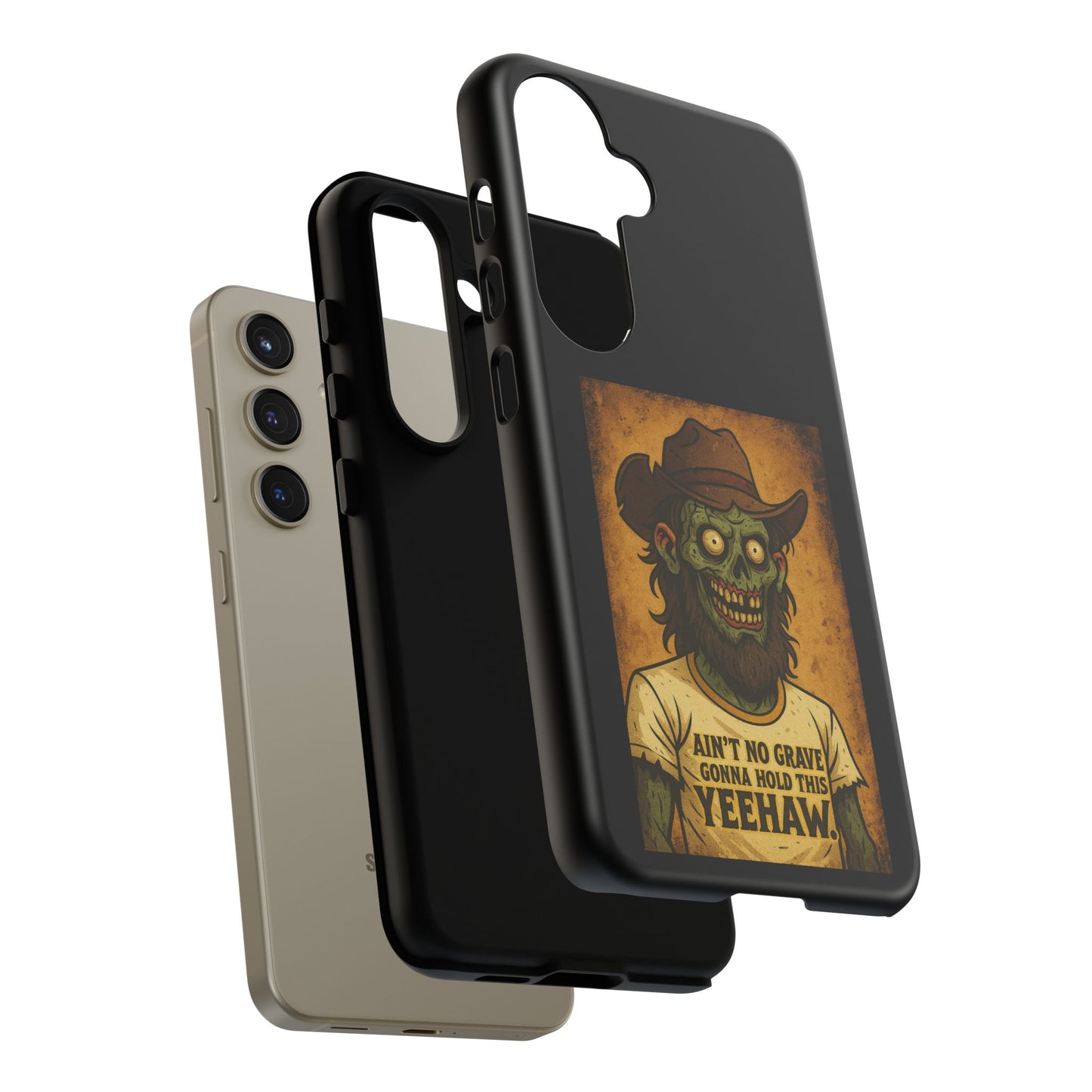 Zombie Cowboy Phone Case — "Ain't No Grave Gonna Hold This Yeehaw" Protective iPhone Cover
