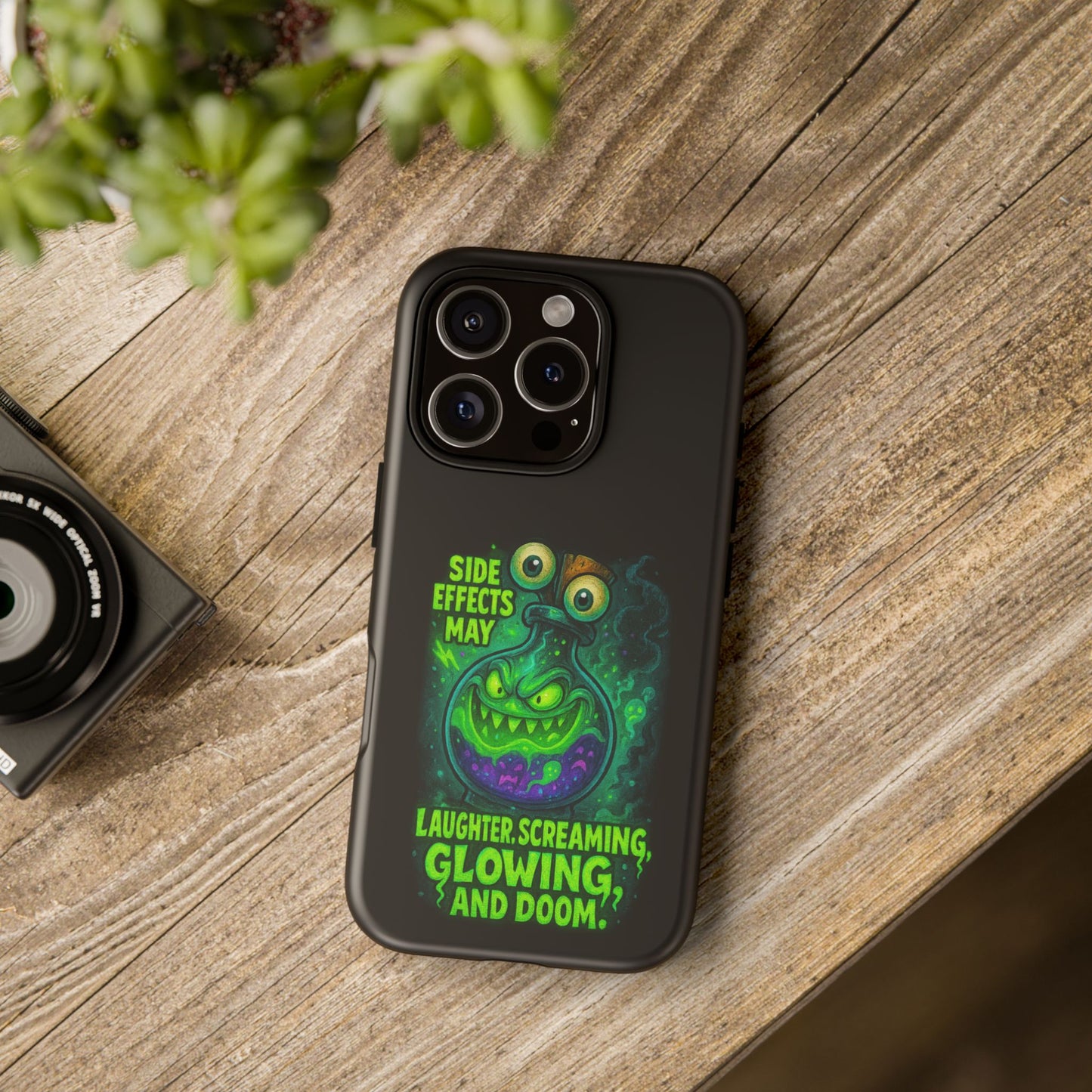 Phone Case — 'Side Effects May Include Laughter, Screaming, Glowing, and Doom' Neon Monster