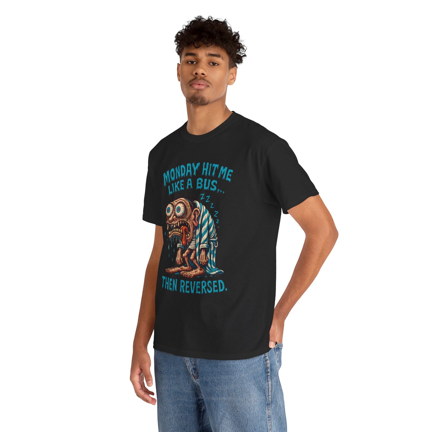 Monday Hit Me Like a Bus… Then Reversed – Zombie Workweek Tee
