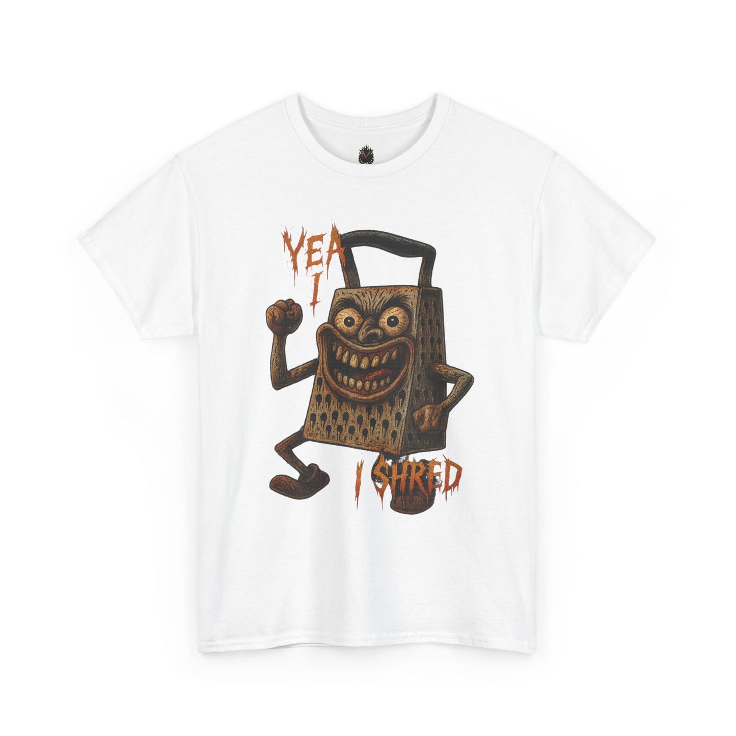 Yea I Shred – Evil Cheese Grater Funny Horror T-Shirt