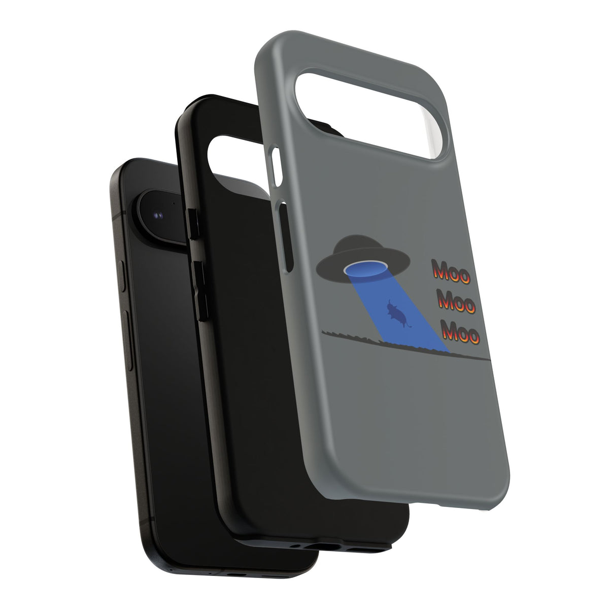 Phone Case — Funny UFO Cow Abduction Design with “Moo Moo Moo”