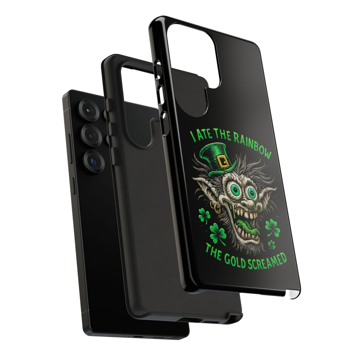 St. Patrick's Horror Phone Case — "I Ate the Rainbow, The Gold Screamed" Lucky Goblin Design