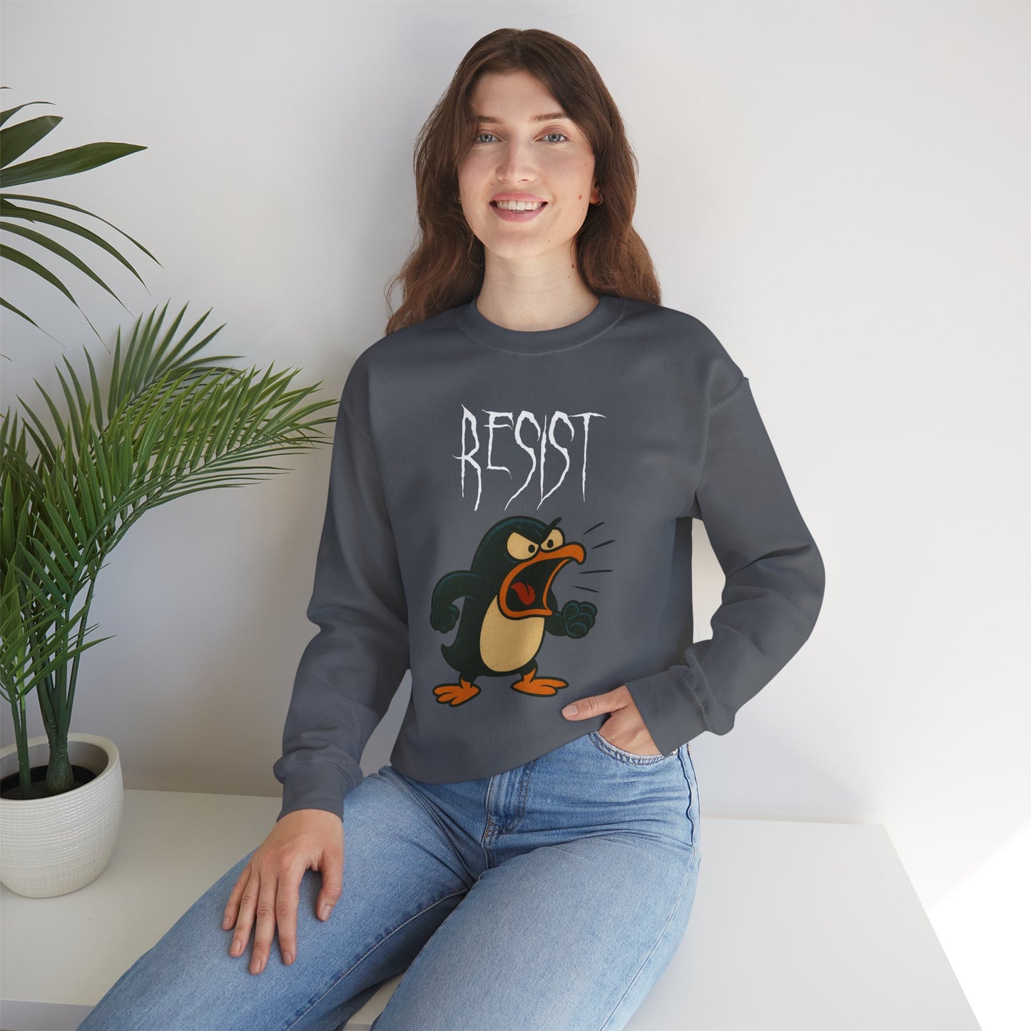 We Will Resist – Angry Penguin & Politician Crewneck Sweatshirt