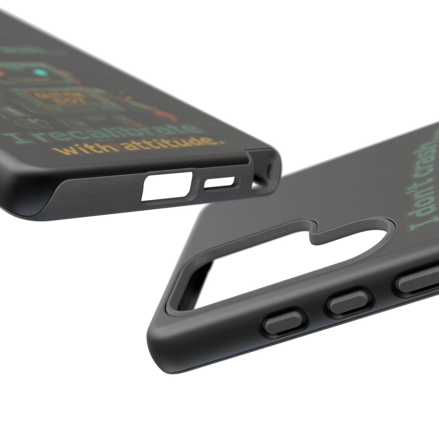 Phone Case — "I Don't Crash... I Recalibrate" Retro Robot Protective Cover