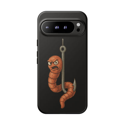 Angry Worm on Hook Phone Case – Funny Fishing Humor Protective Cover