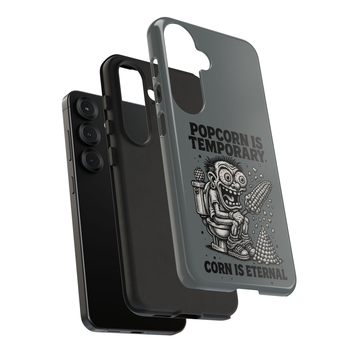 Phone Case — "Popcorn Is Temporary, Corn Is Eternal" Retro Zombie Corn Design