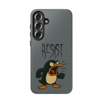 Resist Angry Penguin Phone Case — Protective iPhone Case with Bold Cartoon Design