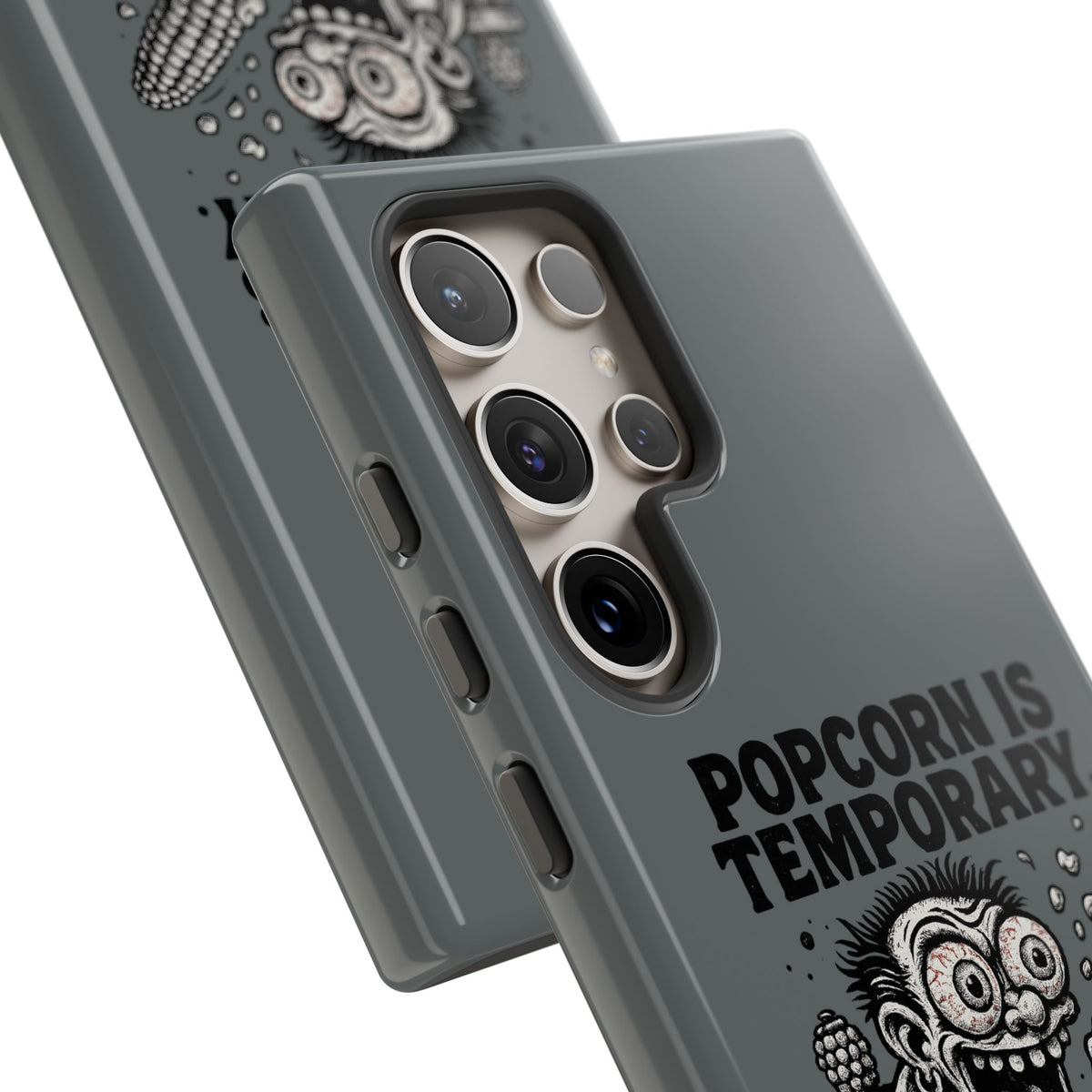 Phone Case — "Popcorn Is Temporary, Corn Is Eternal" Retro Zombie Corn Design