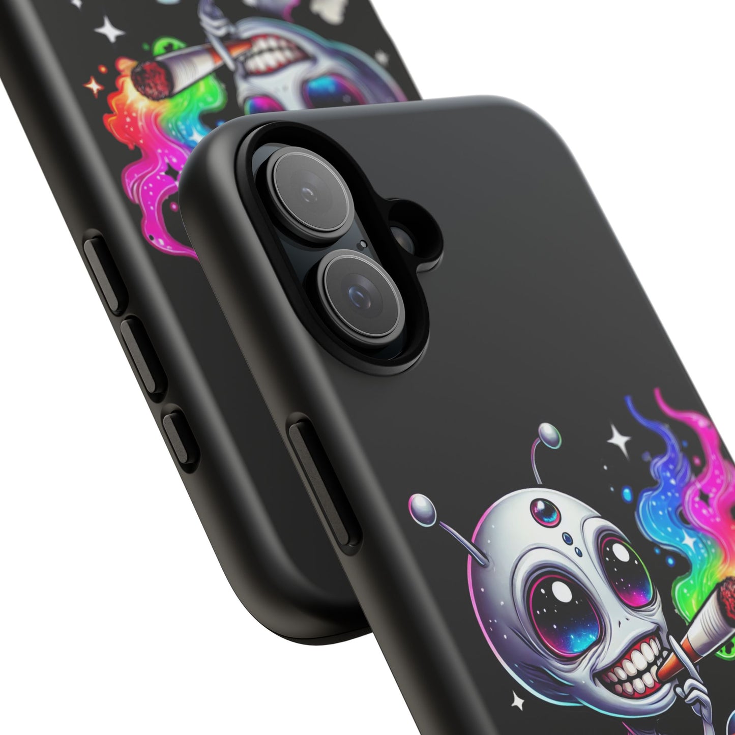 Alien Smoking Rainbow Galaxy Phone Case — Cute Cosmic Art Tough Case