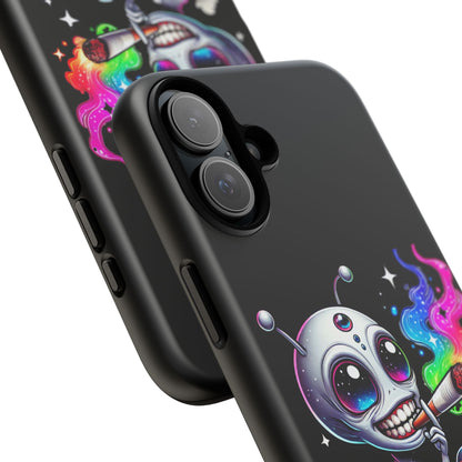 Alien Smoking Rainbow Galaxy Phone Case — Cute Cosmic Art Tough Case