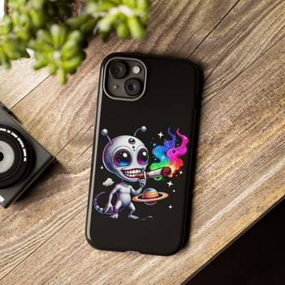 Alien Smoking Rainbow Galaxy Phone Case — Cute Cosmic Art Tough Case