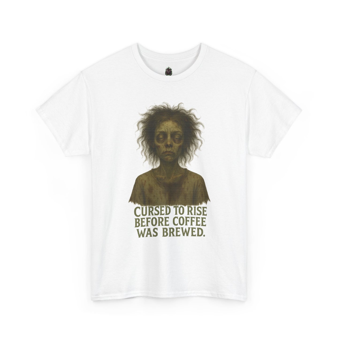 Cursed to Rise Before Coffee Tee | Zombie Morning Coffee Shirt