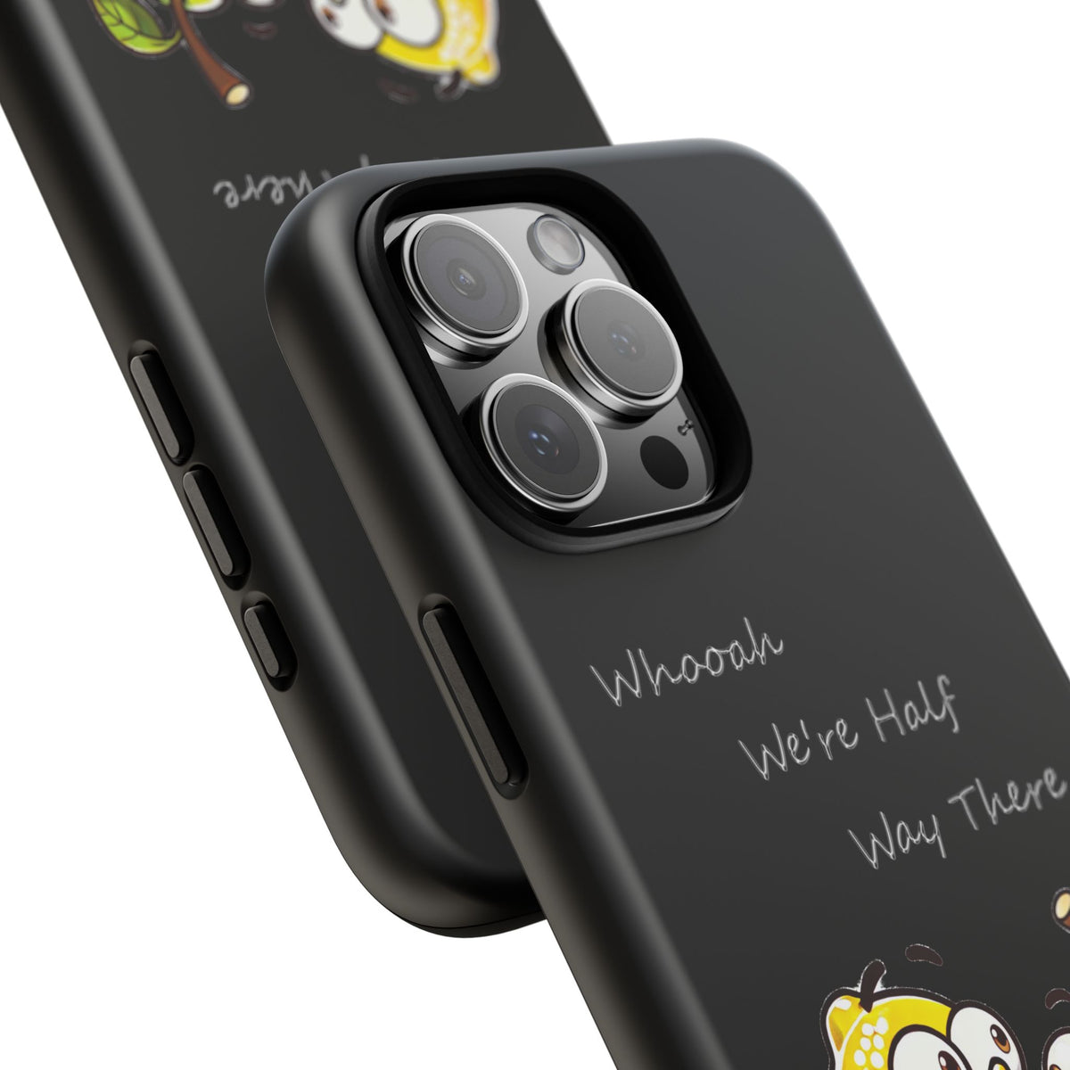 Phone Case - Playful Pear & Lemon Illustration with “Whooah We're Half Way There”