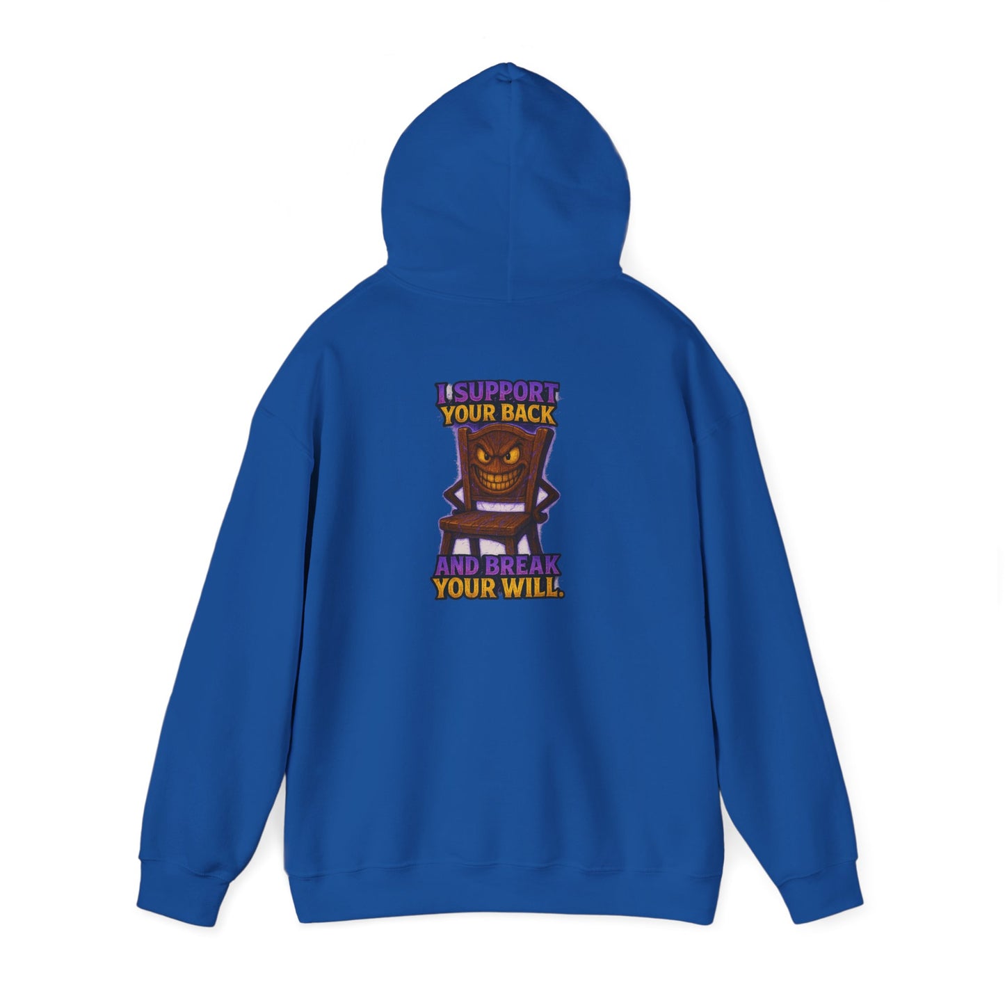 Horror Throne Hoodie — 'I’ll Watch Your Back and Break Your Will' Graphic Pullover