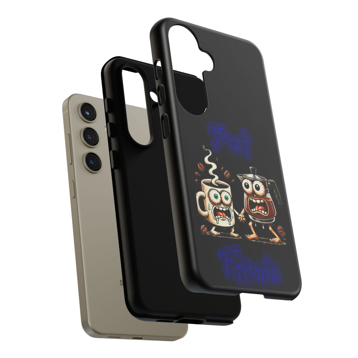 Coffee & Tea Fight Phone Case — Funny Kawaii Beverage Cartoon Tough Cases