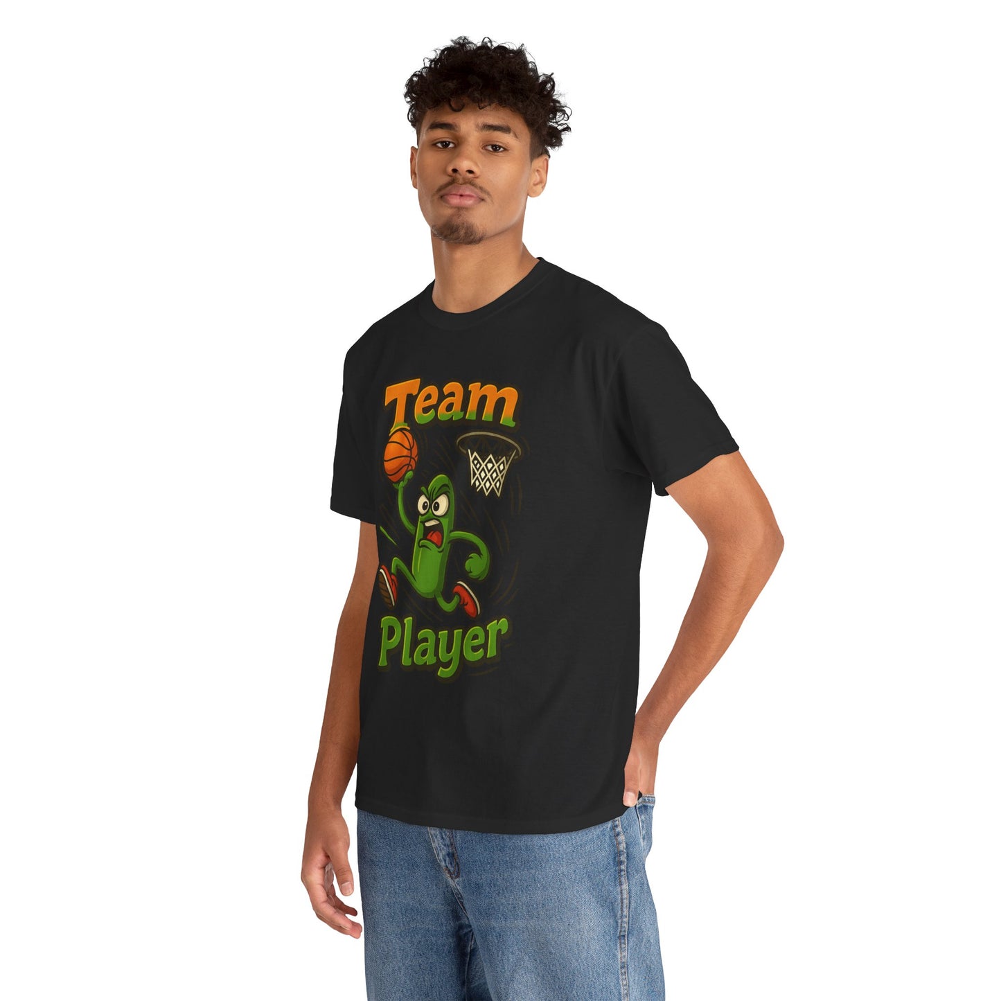 Team Player Basketball T-Shirt — Funny Pickle Mascot Sports Tee