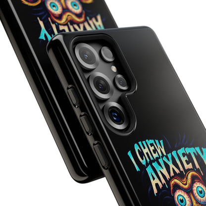 Phone Case — "I Chew Anxiety Like Bubblegum" Retro Monster Design