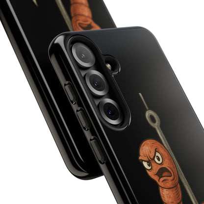 Angry Worm on Hook Phone Case – Funny Fishing Humor Protective Cover
