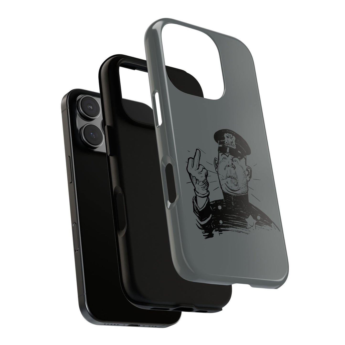 Vintage Cop Middle Finger Phone Case — Edgy Retro iPhone Protective Cover