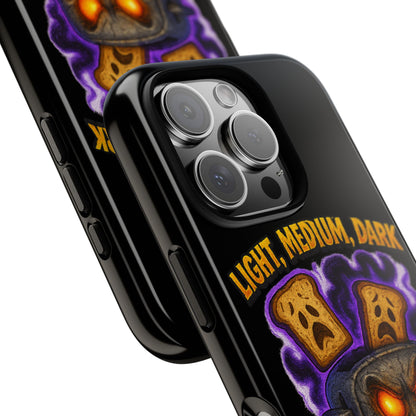 Phone Case — 'Light, Medium, Dark or Eternal Blackened Torment?' Spooky Toast & Toaster Horror Design