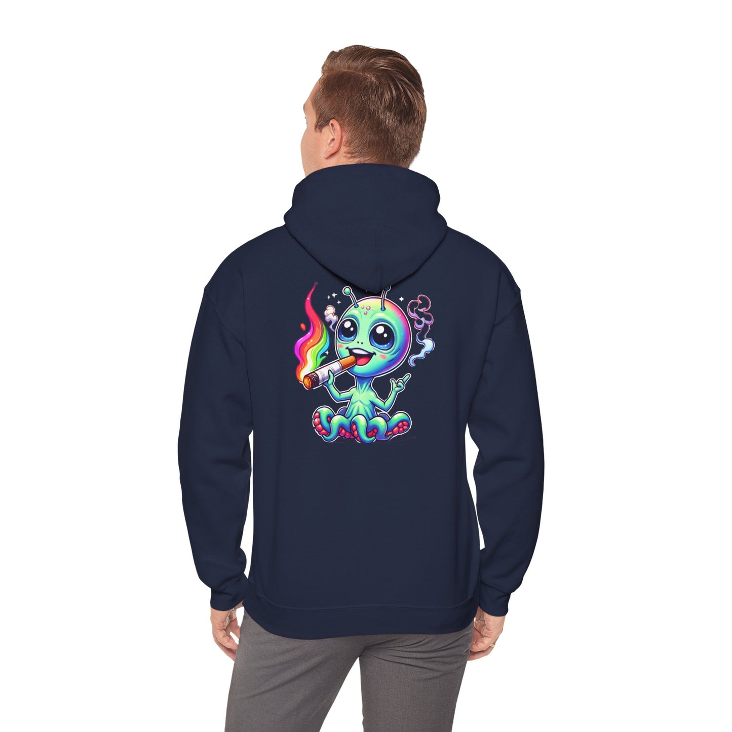 Alien Octopus Hoodie — Cute Rainbow-Smoking Space Creature Sweatshirt