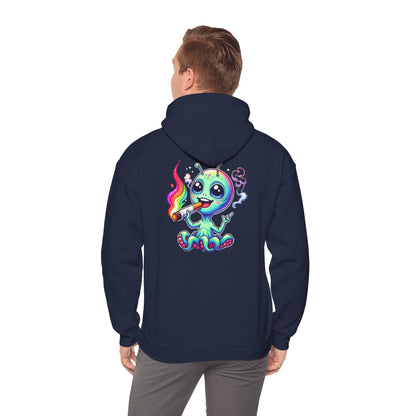 Alien Octopus Hoodie — Cute Rainbow-Smoking Space Creature Sweatshirt