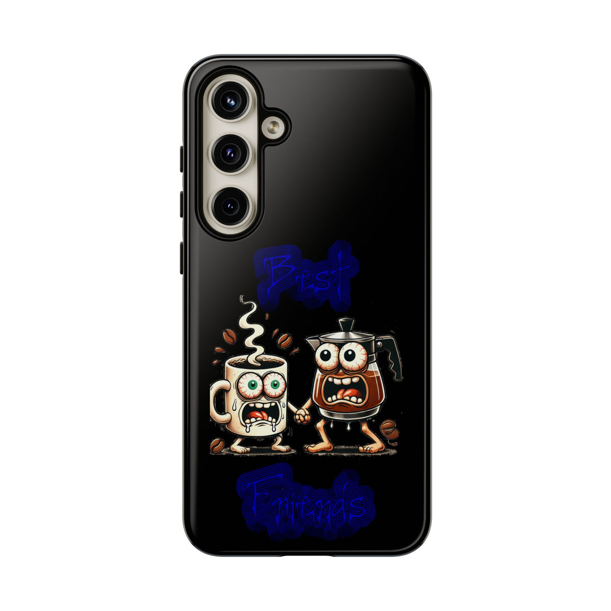Coffee & Tea Fight Phone Case — Funny Kawaii Beverage Cartoon Tough Cases