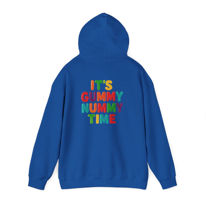 Gummy Nummy Time Hoodie — Colorful Retro Candy Phrase Pullover