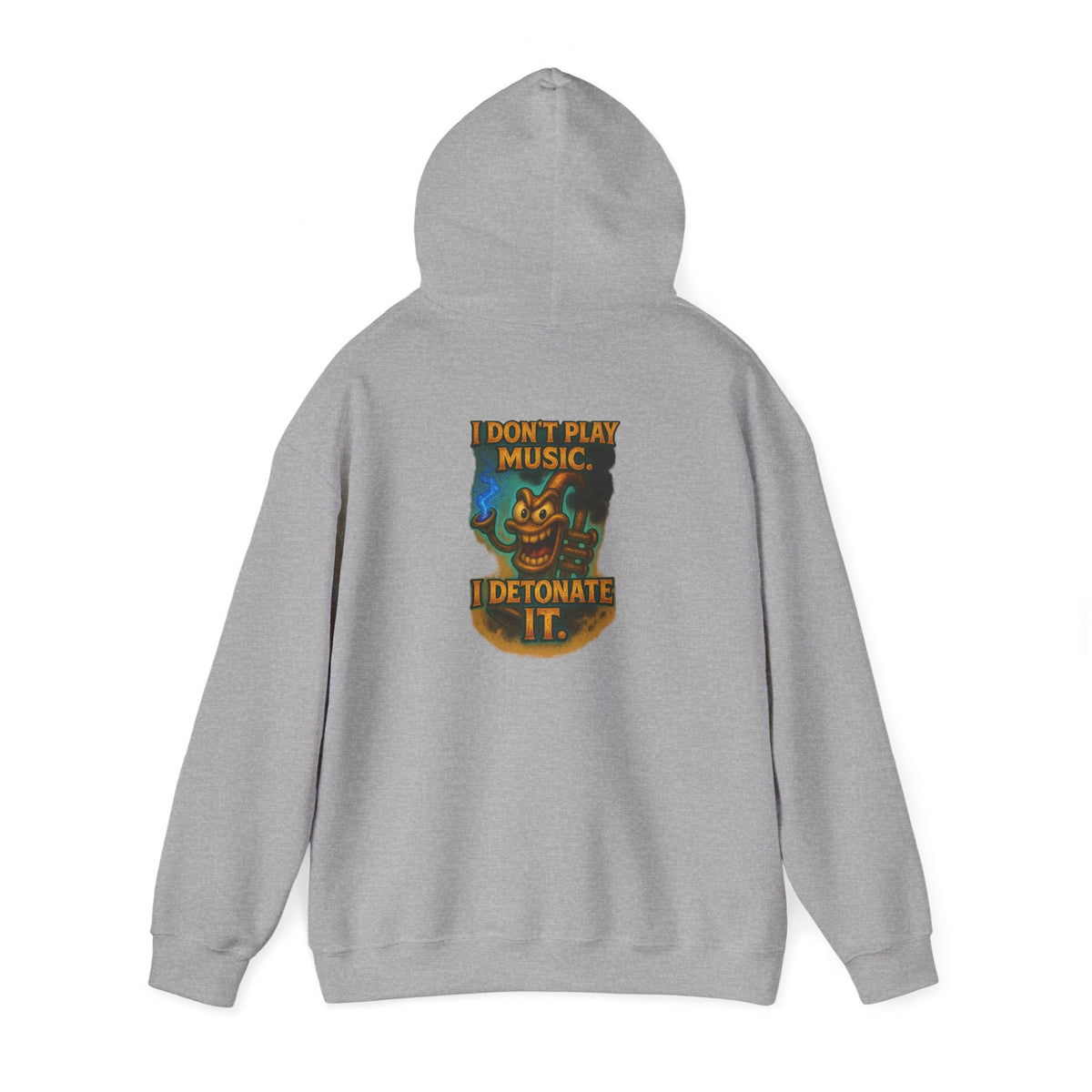 Detonate the Music Hoodie — Retro Guitar Skull Rock Band Pullover