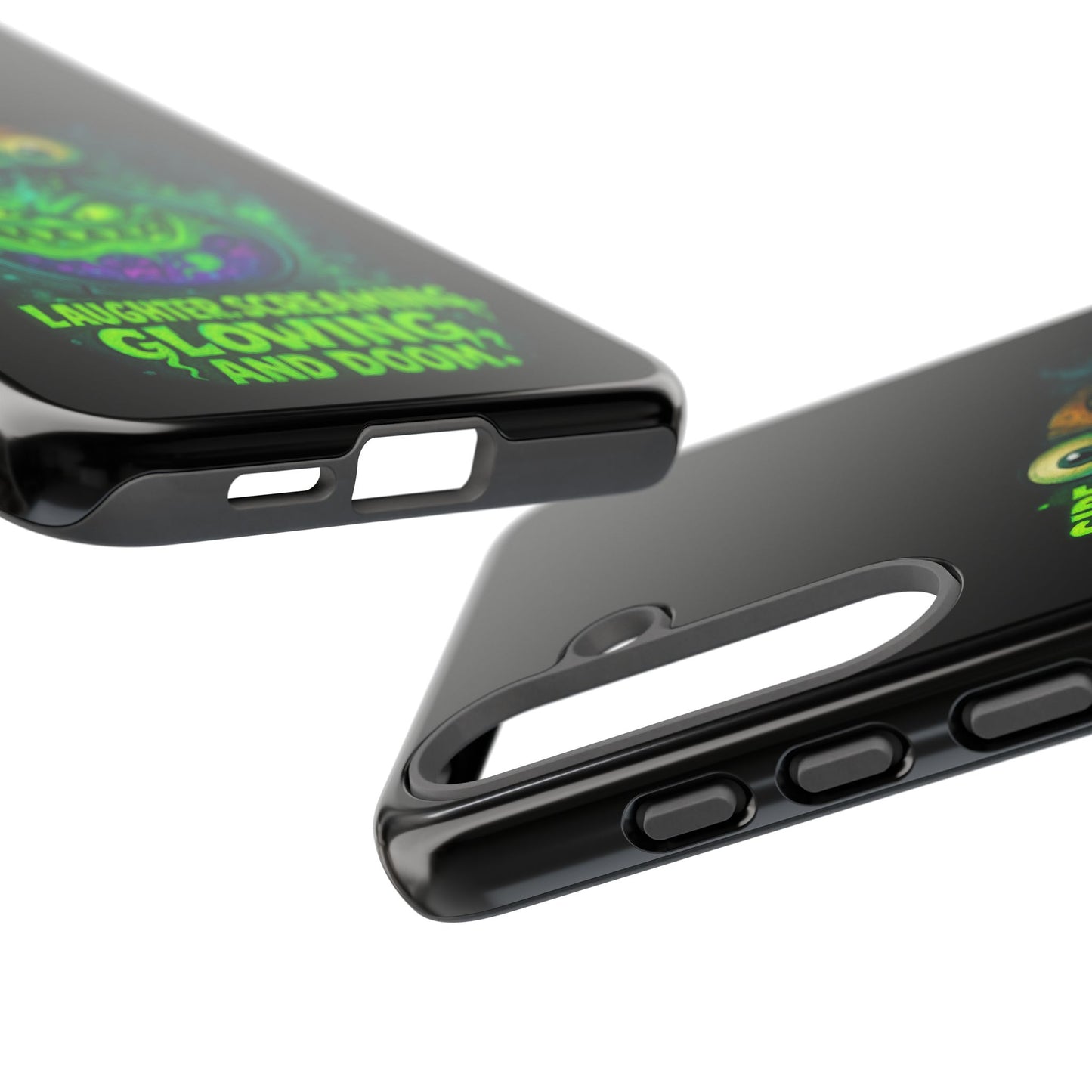 Phone Case — 'Side Effects May Include Laughter, Screaming, Glowing, and Doom' Neon Monster