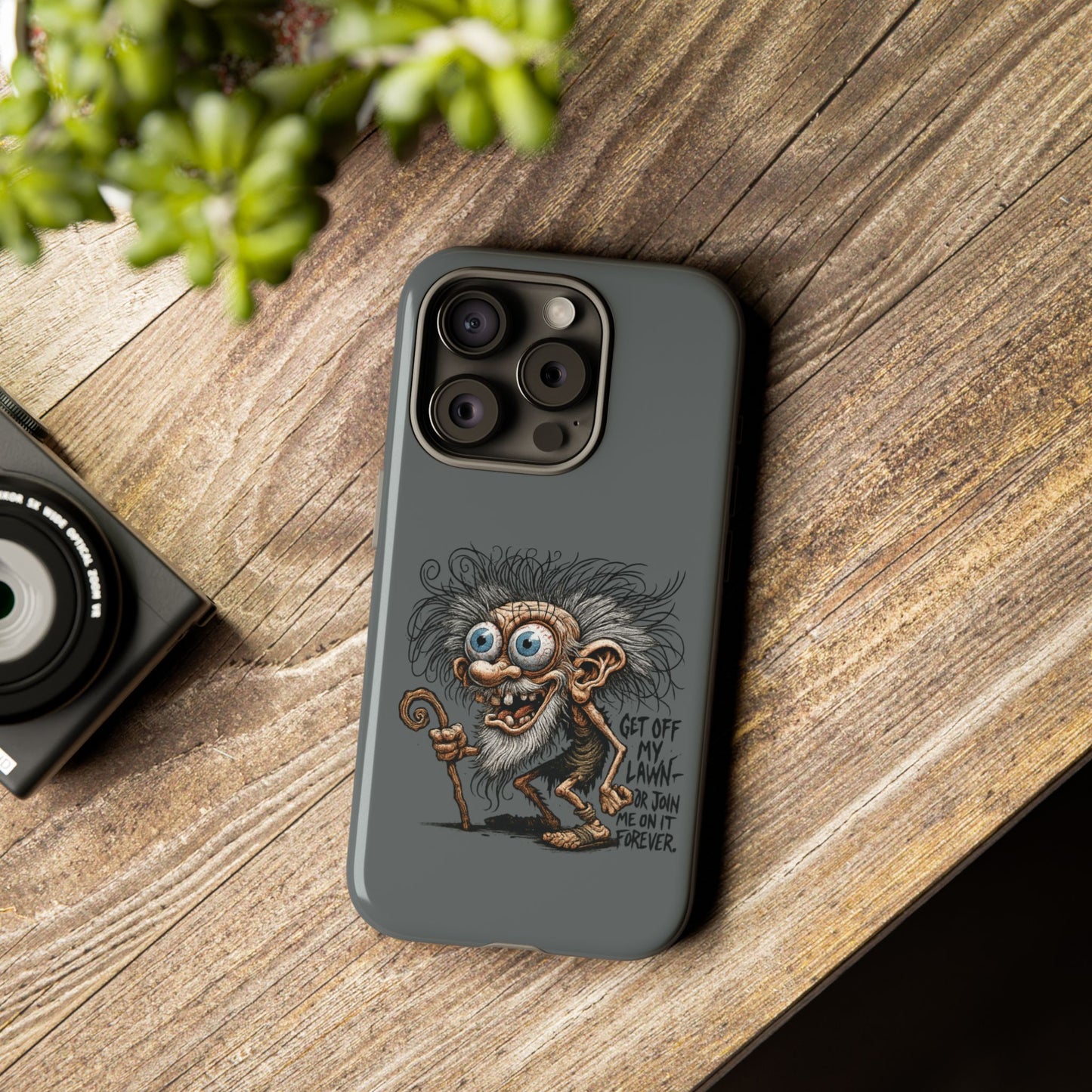 Phone Case — Funny Grumpy Troll Design: “Get Off My Lawn” Protective Cover