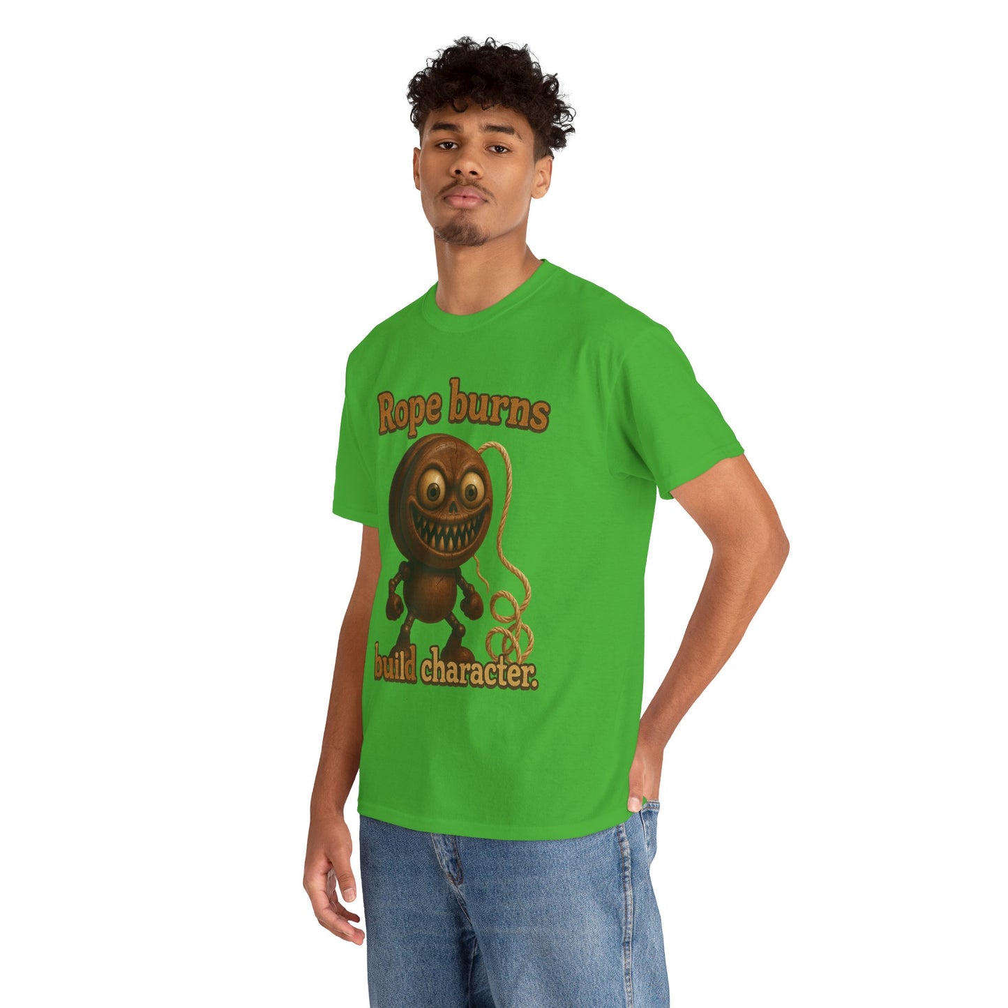 Rope Burns Built Character Tee | Creepy Smiling Doll Illustration