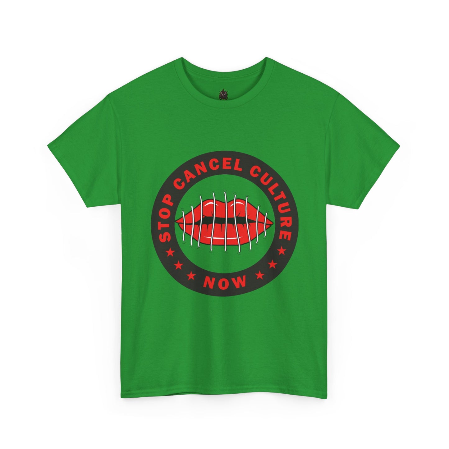 Stop Cancel Culture Now – Free Speech Tee (Barred Lips Design)