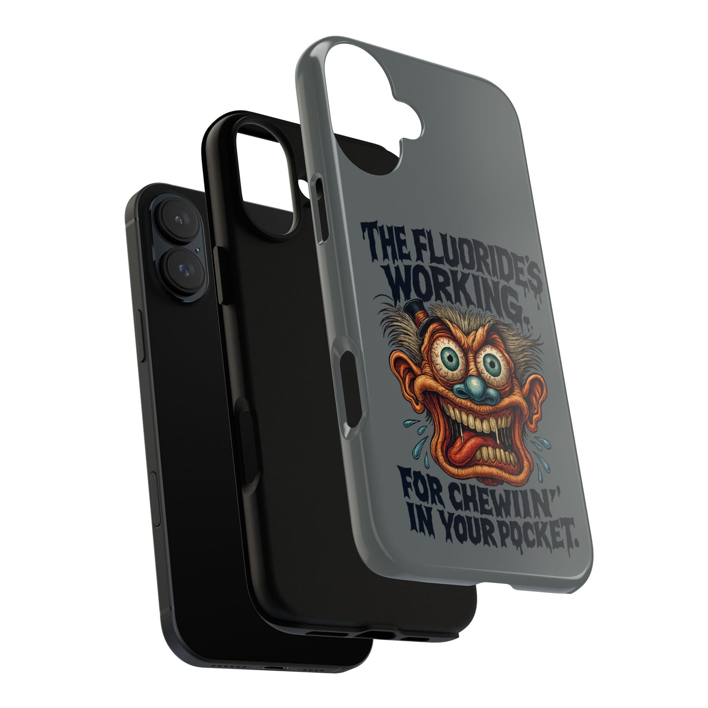 Phone Case — Retro Horror Graphic “The Fluoride’s Working” Shock Art