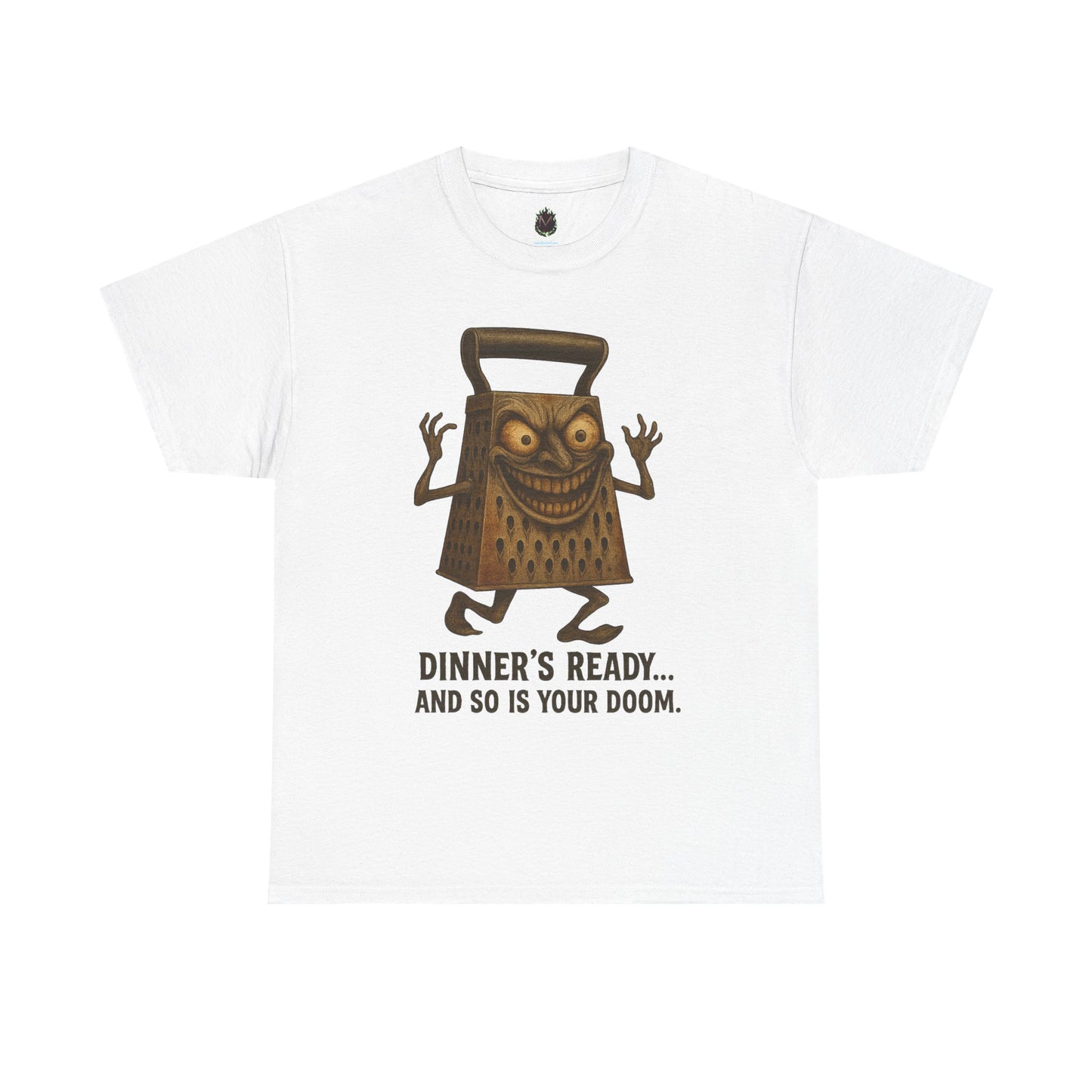 Dinner’s Ready… And So Is Your Doom – Evil Cheese Grater Horror T-Shirt