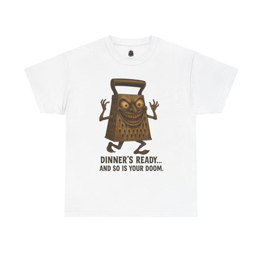 Dinner’s Ready… And So Is Your Doom – Evil Cheese Grater Horror T-Shirt