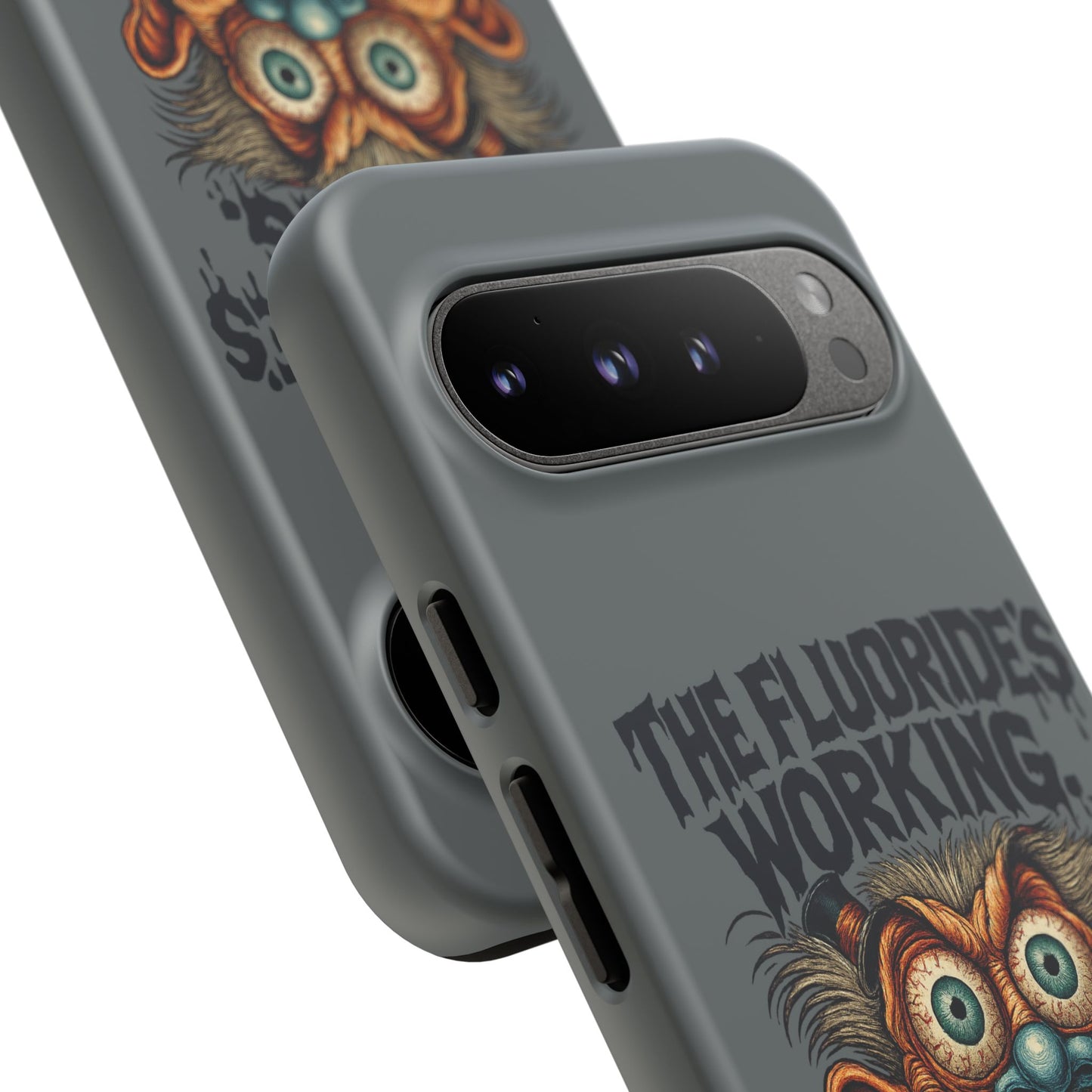 Phone Case — Retro Horror Graphic “The Fluoride’s Working” Shock Art