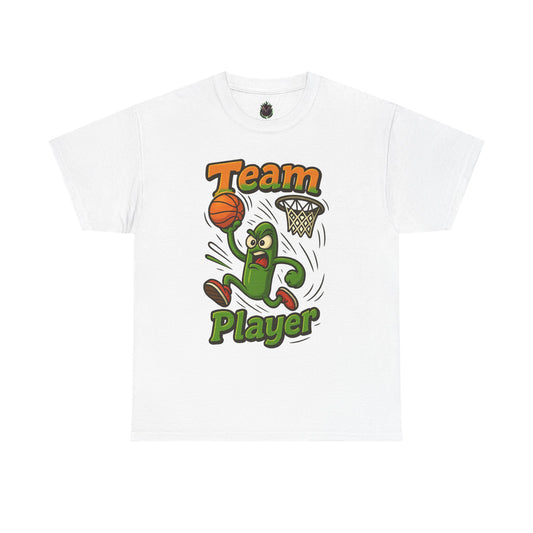 Team Player Basketball T-Shirt — Funny Pickle Mascot Sports Tee