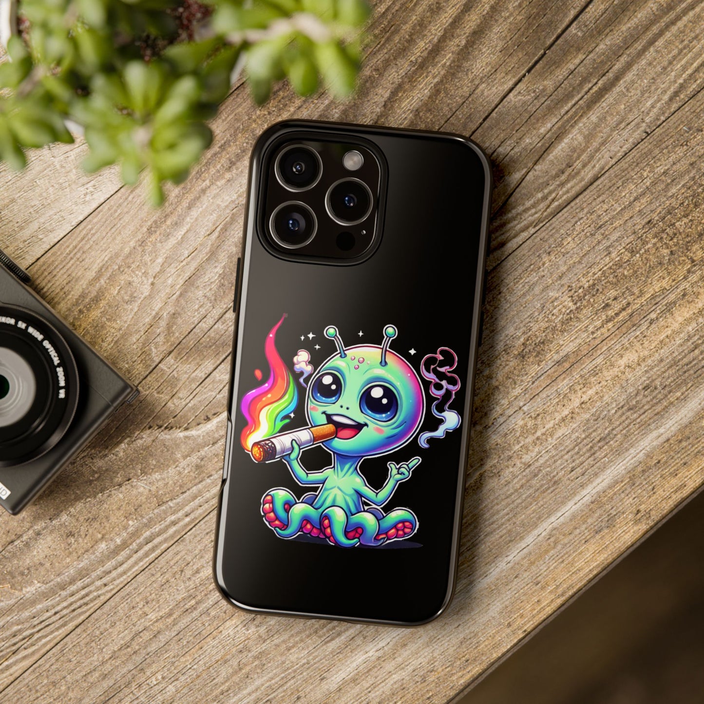 Alien Smoking Rainbow Joint Phone Case — Cute Psychedelic Cannabis iPhone Cover