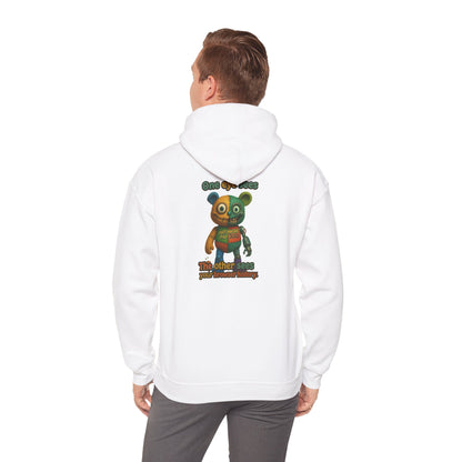 Cute Patchwork Robot Hoodie — "No other toys" Graphic Back Print