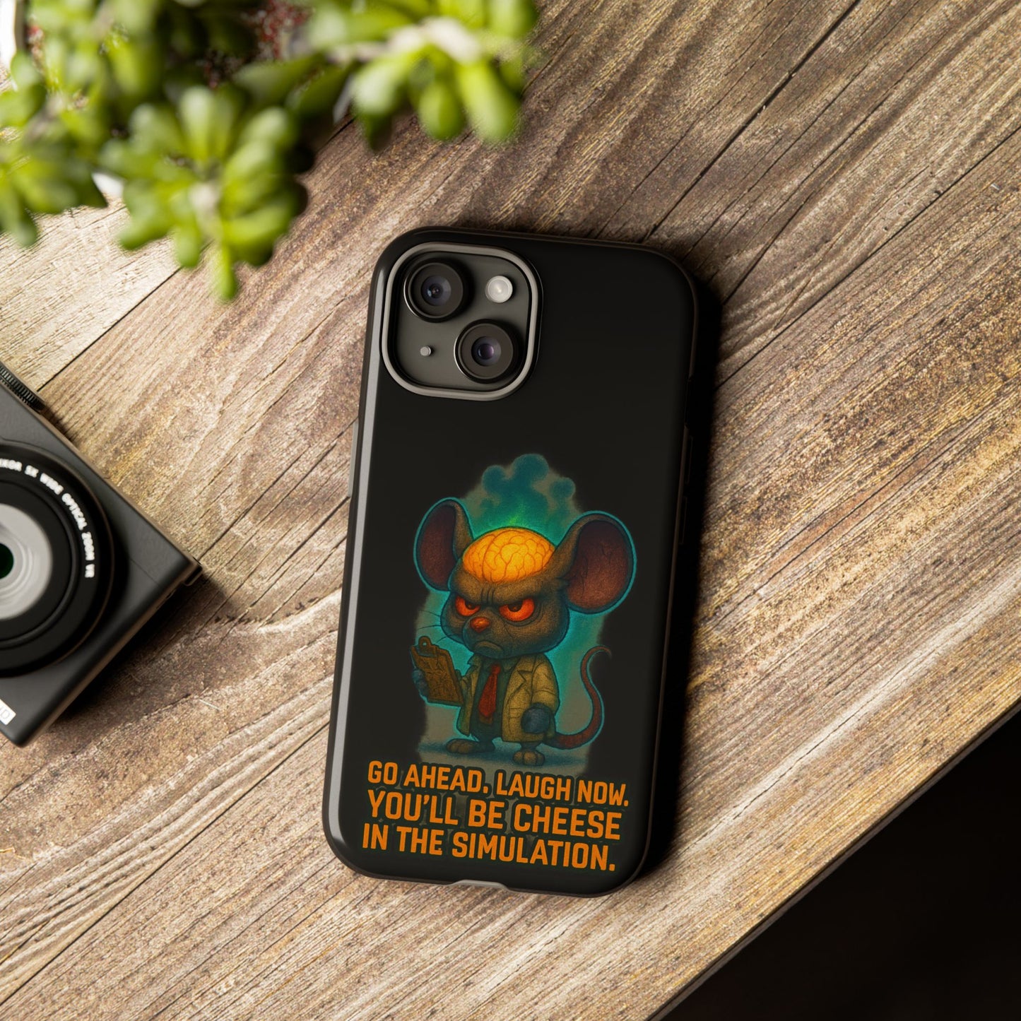 Phone Case — 'You'll Be Cheese in the Simulation' Angry Detective Mouse Graphic